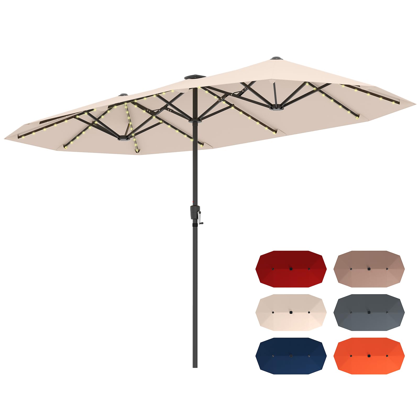 Tangkula 13 FT Large Patio Umbrella w/LED Solar Lights